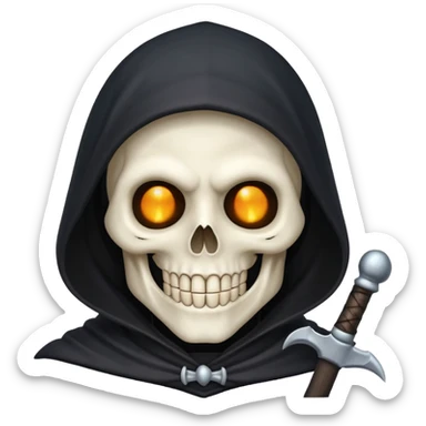 Cute grim reaper head that is happy sticker