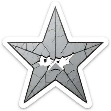 Minimalist emoji-style sticker of a cracked Walk of Fame star with a faint claw mark coming from below, grayscale and ash tones


 sticker