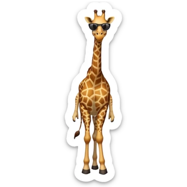 friendly anthropomorphised giraffe in casual clothing, wearing dark sunglasses, walking upright in relaxed pose sticker