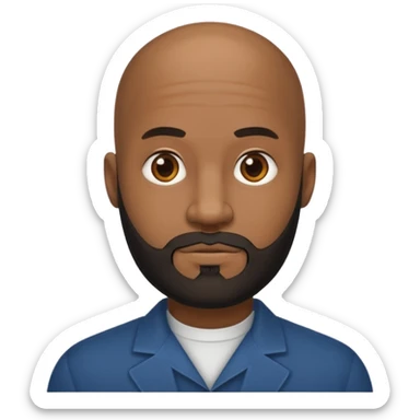 A handsome black man with a full 5 o'clock shadow beard, bald head. sticker