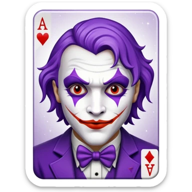 Glitter Purple and White Joker Gangster Card sticker