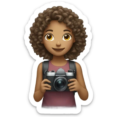 Curly girl with a camara sticker