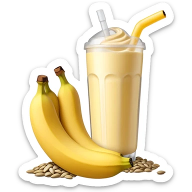 Pre-workout snack: banana with protein shake bottle and sunflower seeds sticker