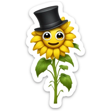 sunflower with a face wearing a top hat  sticker