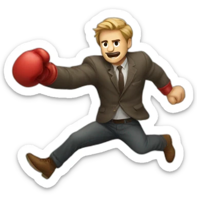A man flying away from a punch sticker