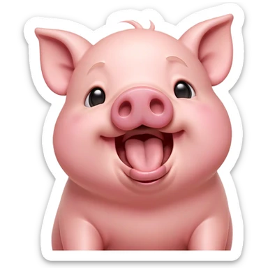 Cinematic Cute Yawning Pig Portrait Emoji, Head tilted slightly with a dramatic, wide-open yawn, showcasing a soft, smooth rosy-pink hide with droopy ears, round beady eyes barely open in drowsy contentment, Simplified yet irresistibly adorable features, highly detailed, glowing with a soft, cozy glow, high shine, relaxed yet expressive, stylized with a touch of whimsical charm, bright and endearing, soft glowing outline, capturing the essence of a sleepy yet affectionate pig, so drowsy it feels like it could stretch out of the screen and curl up for a nap! sticker