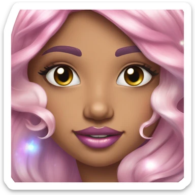 tan mermaid, magical, pink lips, iridescent, mystical, shiny, holographic, highlights, scales  sticker