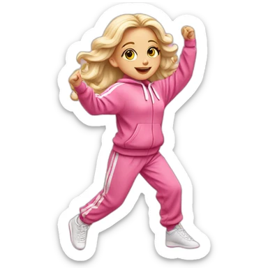 dancing-white-fair-haired-girl-pink-oversize-tracksuit sticker