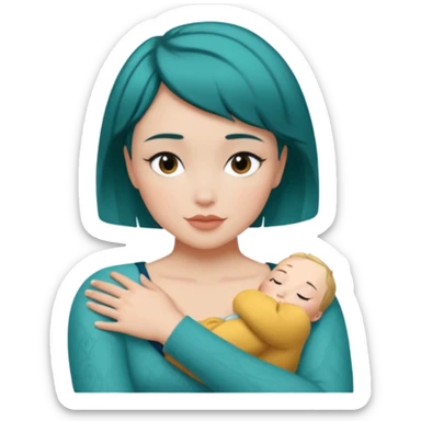 Teal hugs with Belles wording short hair sticker