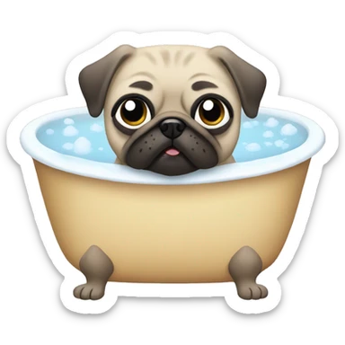 pug in the bath sticker