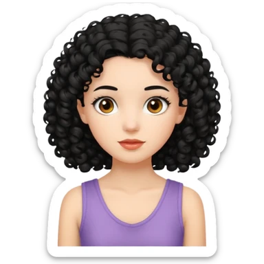 girl In Sleeveless, black hair, curley. sticker