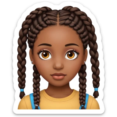 Black girl with makeup and braids  sticker