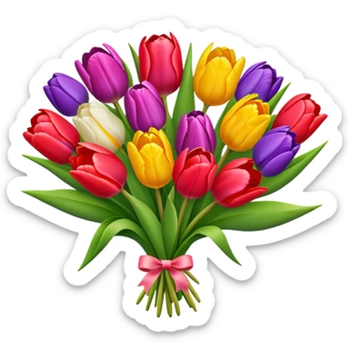 beautiful bouquet of colorful tulips sticker