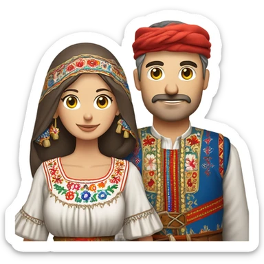 Serbian couple in traditionnal serbian attire sticker