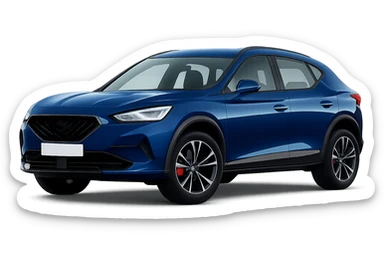 Make the navy blue car color brighter by +15, keep the background transparent, and remove the logo from the car. sticker