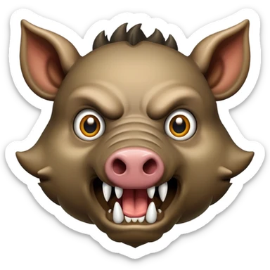 A boar with its eyes popping out of its skull like an exaggerated cartoon sticker
