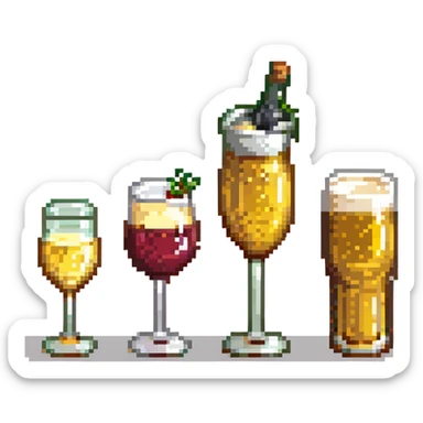 group of three glasses: beer, cocktail, and wine glass together sticker