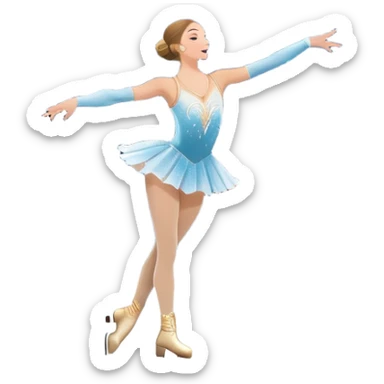 An icon featuring a grand arena Madison Square Garden, filled with spectators with graceful figure skater performing a flawless routine on an ice rink. Snowflakes and spotlights add to the elegance and beauty of the performance. Transparent background. sticker