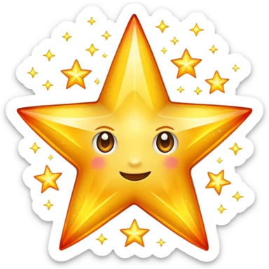 glitter yellow Star fire  sticker