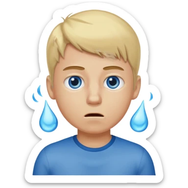 boy with a bad body odor, blond and blue eyes. sticker