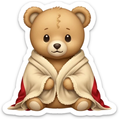 Cute teddy bear wearing blanket  sticker
