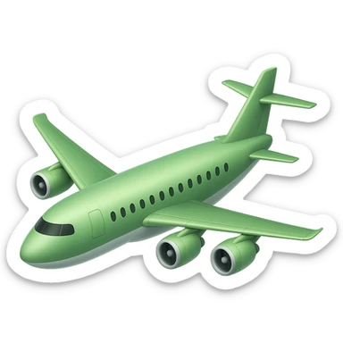 Remove any stars from the airplane. Add one turbine on each wing. Keep the airplane light green. No background. sticker