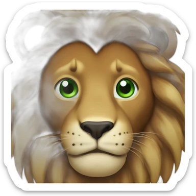 brown lion with a black  mane and green eyes sticker
