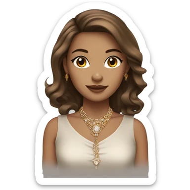 Stylish girl , brown hair with elegant jewellery and brown eyes  sticker