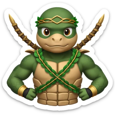 a turle ninja wearing laurel wreaths sticker