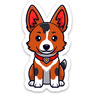 cute red heeler cattle dog head with characteristic red speckled coat and alert expression sticker
