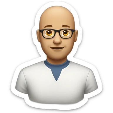 bald guy with bread wearing glasses and a light beard sticker