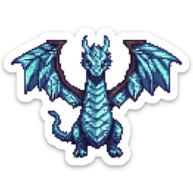 pixel art style ender dragon, blocky, vibrant, no text sticker