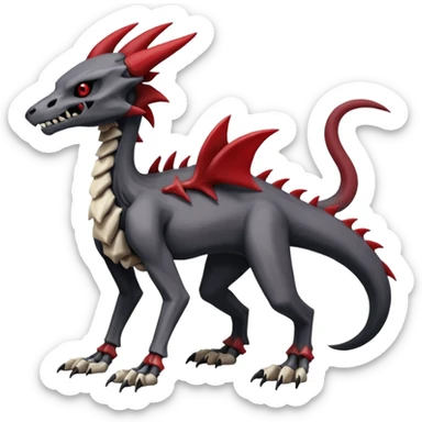 Skeletal Cubone-Salandit-Marowak-Zoroark-Anubis-Wendigo-Fakémon-hybrid-creature (full body), 4 legs sticker