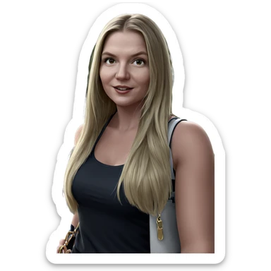 blonde girl outdoors with handbag sticker