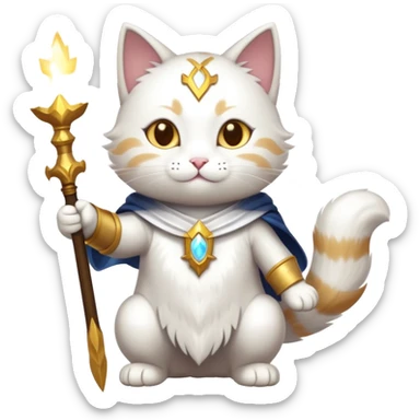 cute cat paladin casting a holy light spell sticker