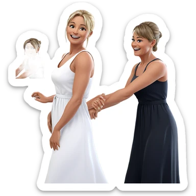 happy girls in white dresses sticker