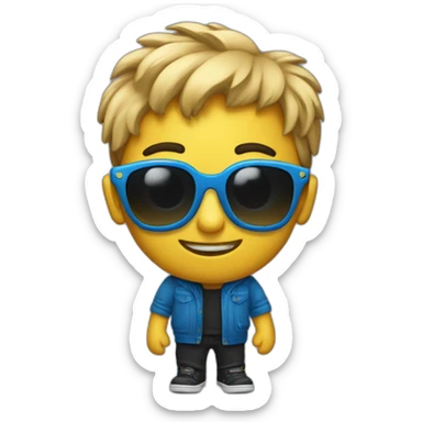 Pitufo azul con gafas y pantalones negros  sticker