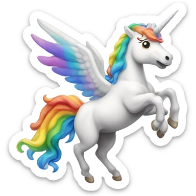 rainbow flying unicorn sticker