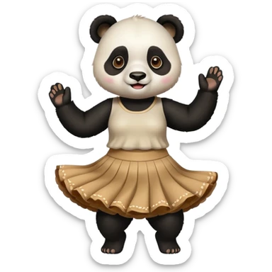 funny Panda with skirt dancing sticker
