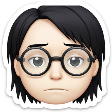 ugly with glasses and black emo hair sticker