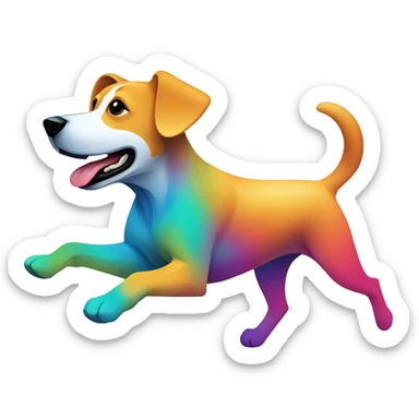 Vector art of a dog running made of vector multicoloured gradient shapes abstract shapes vector art sticker