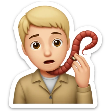 Person strangling worm sticker