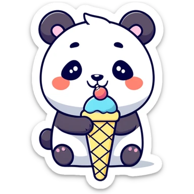 Panda eating ice cream pops  sticker