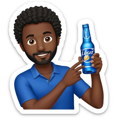 dark black guy short curly hair facial hair holding bud light  sticker