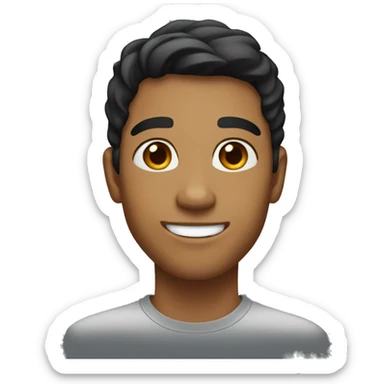 A young man with caramel skin, slightly longer black hair, a smiling face without a beard.  sticker