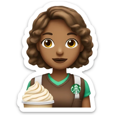 brown haired girl drinking frappuccino sticker
