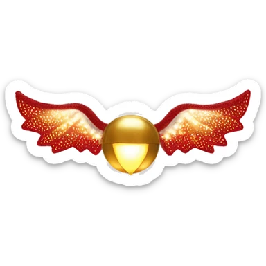 Golden snitch from Harry Potter movie with red and white scarf around it and with some mini Christmas lights  sticker