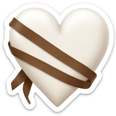 white heart with brown ribbon sticker
