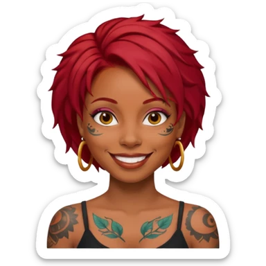 black woman with red hair and tattoos sticker
