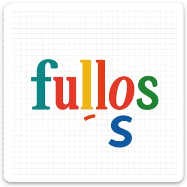 colorful modern text image with the word 'fullos' in the center, varied colorful fonts, no emoji or face sticker